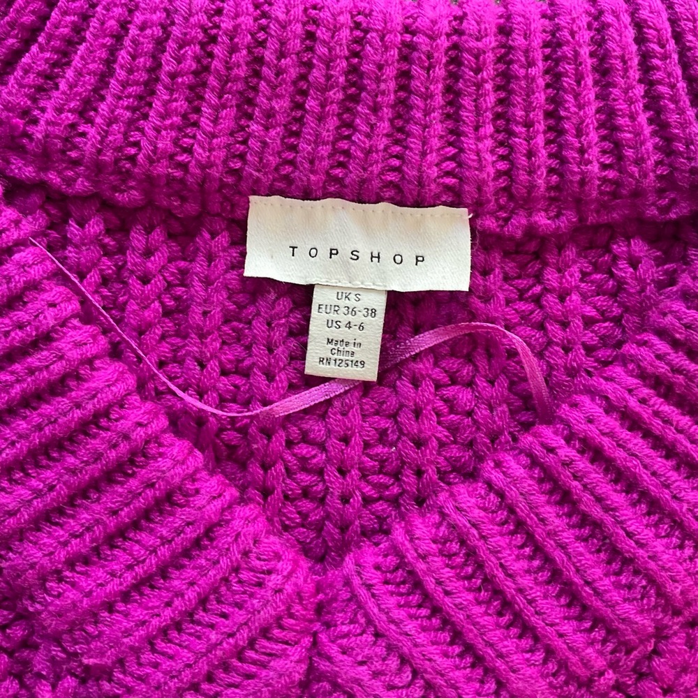 Topshop Purple V-Neck Sweater Chunky Knit - Picture 3 of 8